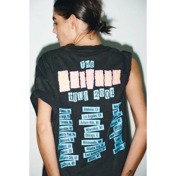 ZARA Britney Spears Tour Washed Effect Short Sleeve T-Shirt Women's Size Small S - Picture 6 of 16